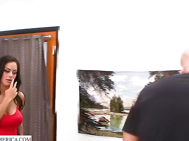 Angelina Valentine - This fake tits brunette with a pierced clit is good at it