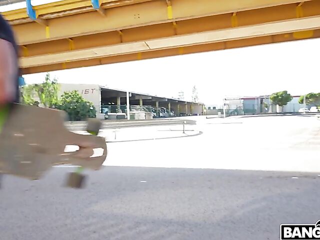 Naked skating in public and outdoor anal with curly-haired Selva Lapiedra