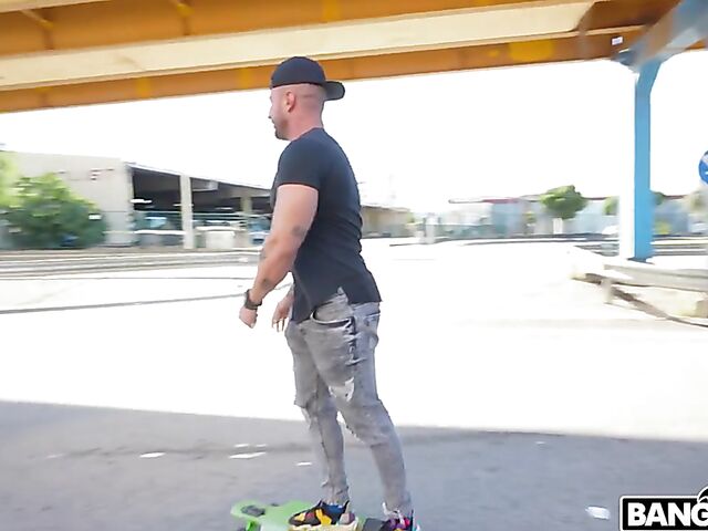 Naked skating in public and outdoor anal with curly-haired Selva Lapiedra