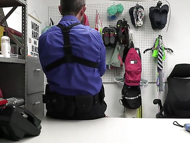 Shoplifter MILF blonde Slimthick Vic strip searched and fucked