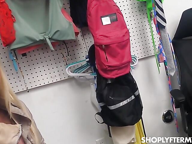 Shoplifter MILF blonde Slimthick Vic strip searched and fucked