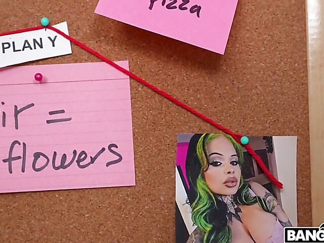 Tattoo-covered XWife Karen makes her dirty neighbor happy with her big tits and big ass