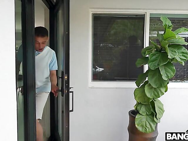 Tattoo-covered XWife Karen makes her dirty neighbor happy with her big tits and big ass