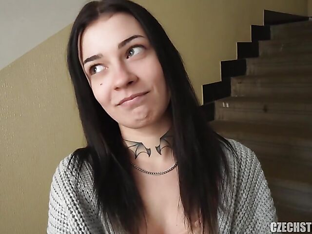 POV fuck for money with smoking Czech brunette Veronica