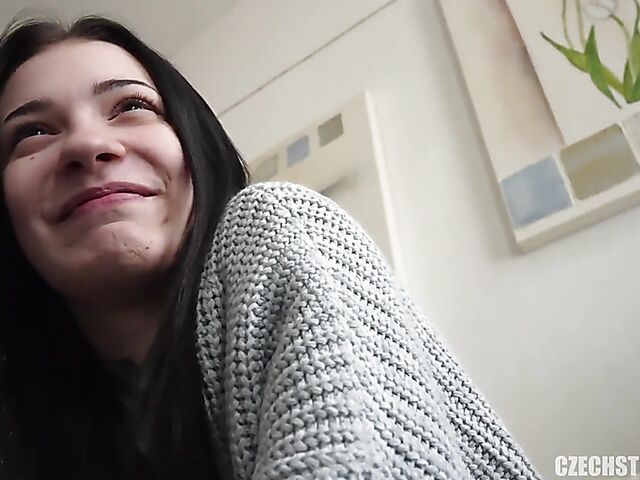 POV fuck for money with smoking Czech brunette Veronica