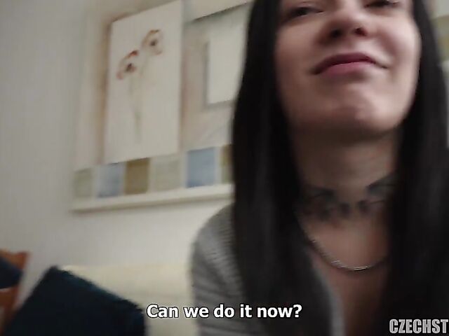 POV fuck for money with smoking Czech brunette Veronica