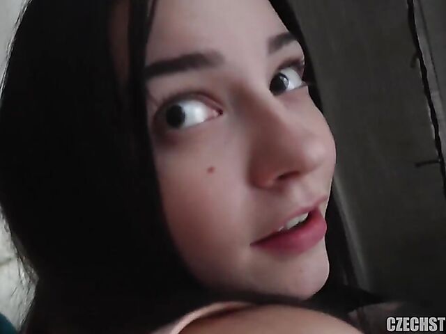 POV fuck for money with smoking Czech brunette Veronica