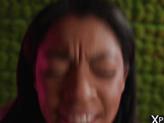 Ball gagged submissive dark skin babe Sofi Vega gets used in the bathtub