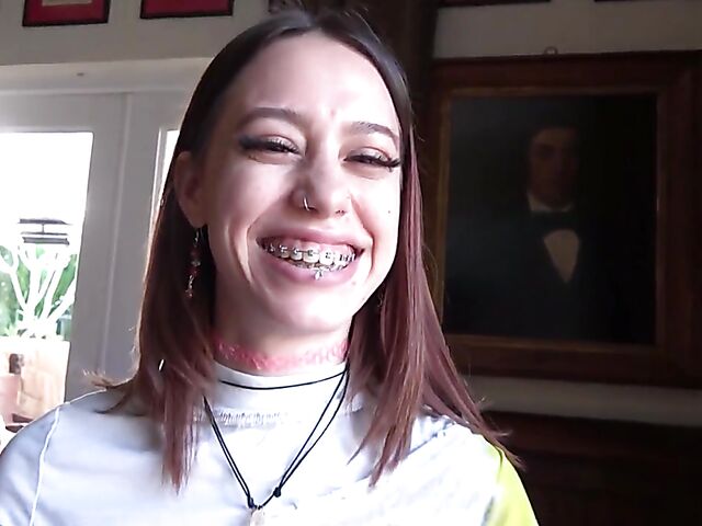 Pierced teen braces fuck in POV featuring Laya Rae