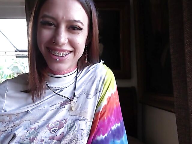 Pierced teen braces fuck in POV featuring Laya Rae