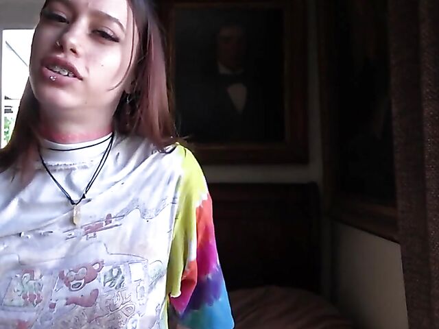 Pierced teen braces fuck in POV featuring Laya Rae