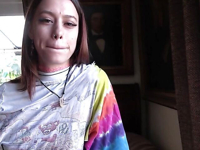 Pierced teen braces fuck in POV featuring Laya Rae