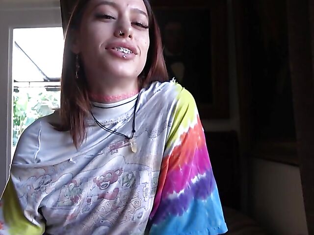 Pierced teen braces fuck in POV featuring Laya Rae