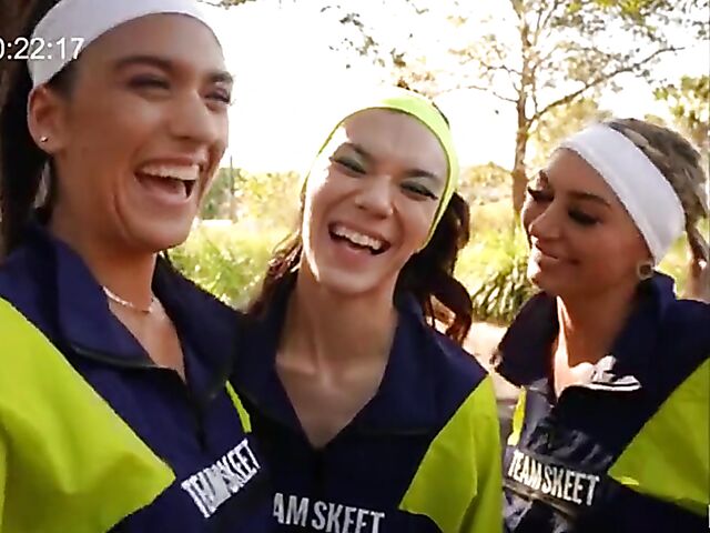 Three girls one guy with Team Skeet girls Chloe Temple, Aubry Babcock and Sawyer Cassidy