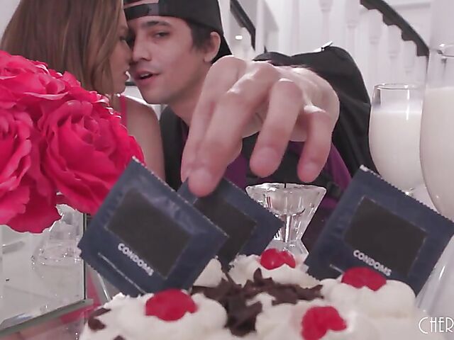 Mazy Myers gets her pink pussy eaten and fucked by a lucky boy