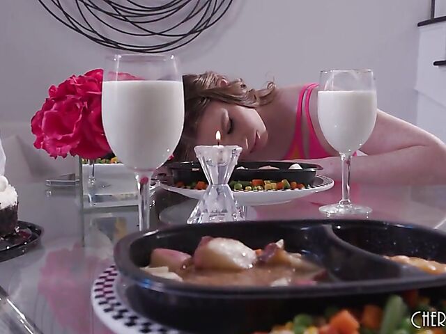 Mazy Myers gets her pink pussy eaten and fucked by a lucky boy