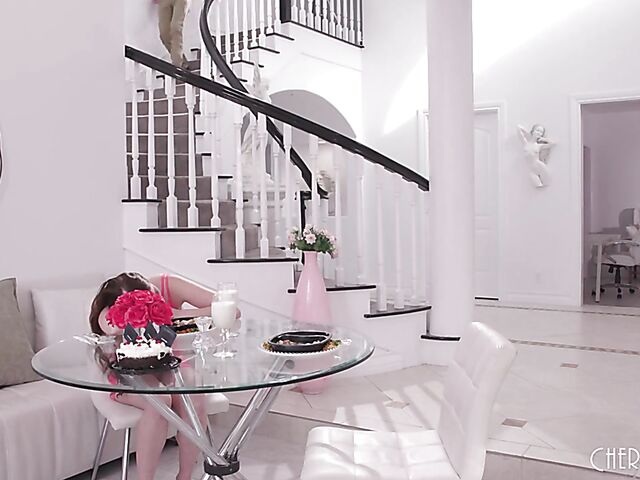 Mazy Myers gets her pink pussy eaten and fucked by a lucky boy