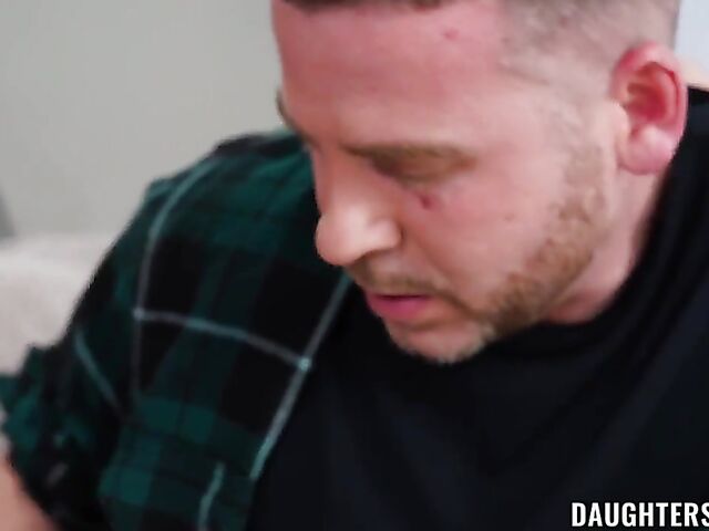 Daughter and dad roleplay foursome with Chloe Temple and Freya Von Doom