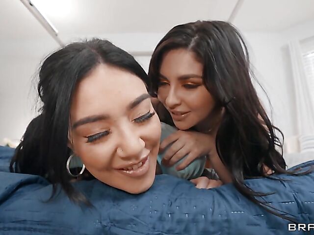 Hot and Mean lesbian strapon scene with Keira Croft and Megan Maiden