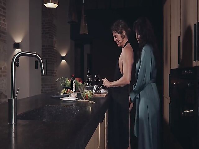 Sensual kitchen sex with meat lover Asha Heart