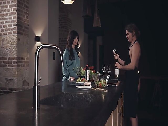 Sensual kitchen sex with meat lover Asha Heart