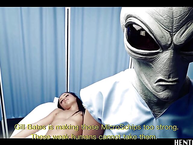 Alien sex with helpless Haneen who gets her shaved pussy filled