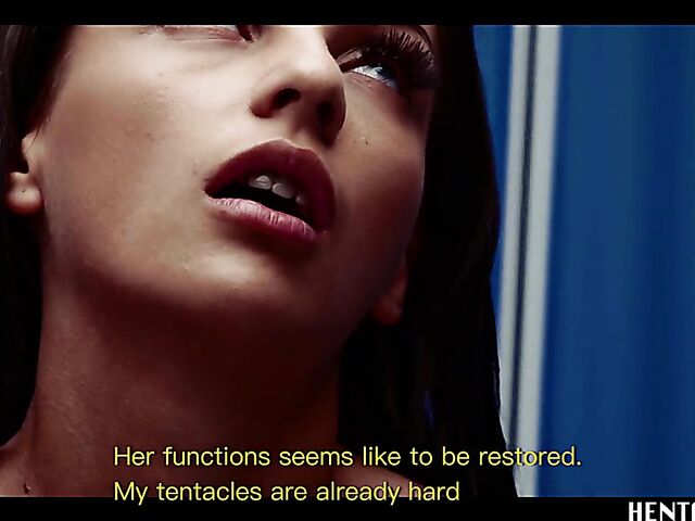 Alien sex with helpless Haneen who gets her shaved pussy filled