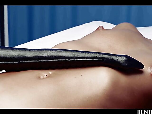 Alien sex with helpless Haneen who gets her shaved pussy filled