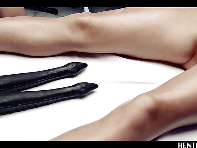 Alien sex with helpless Haneen who gets her shaved pussy filled