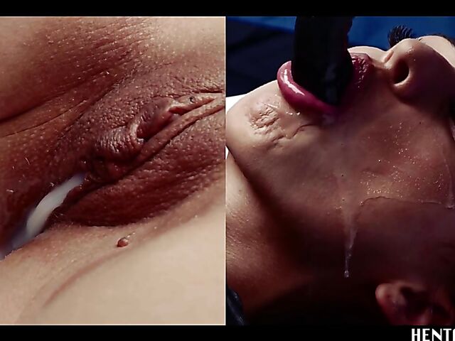 Alien sex with helpless Haneen who gets her shaved pussy filled