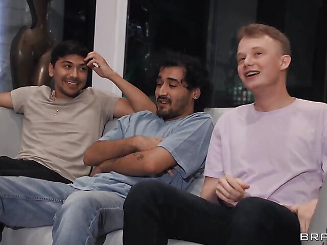 Hard body blonde Barbie gets tag teamed by Jimmy Michaels and Max Fills