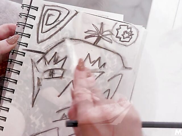 Sarah Taylor - Blondes milf's nude male model is a nerd and she wants to fuck him!