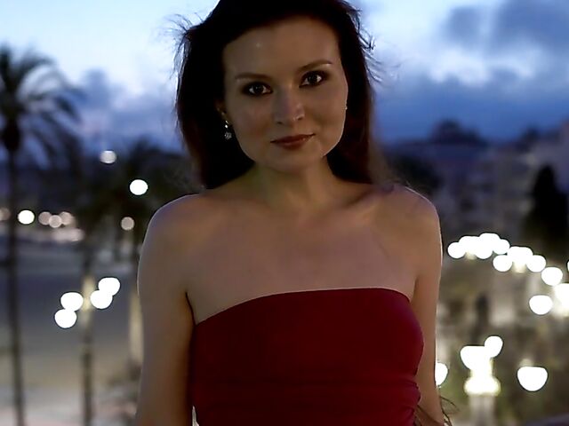 Sexy solo in a red mini dress featuring Berenice