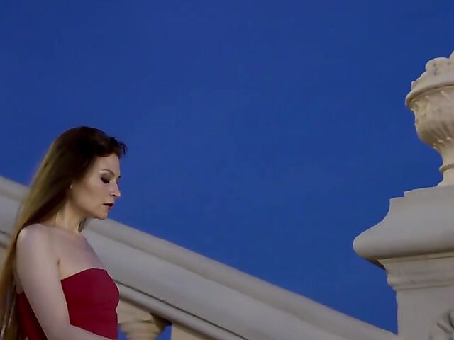 Sexy solo in a red mini dress featuring Berenice