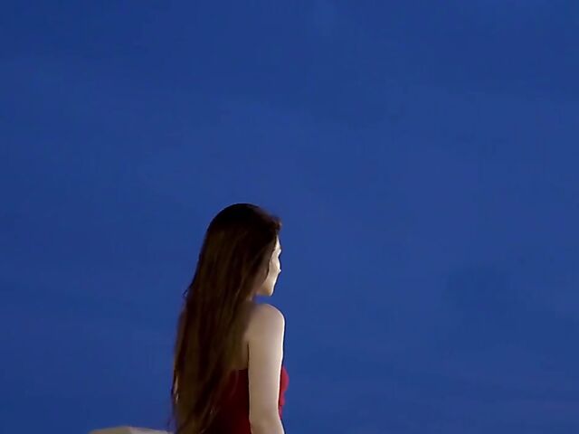 Sexy solo in a red mini dress featuring Berenice