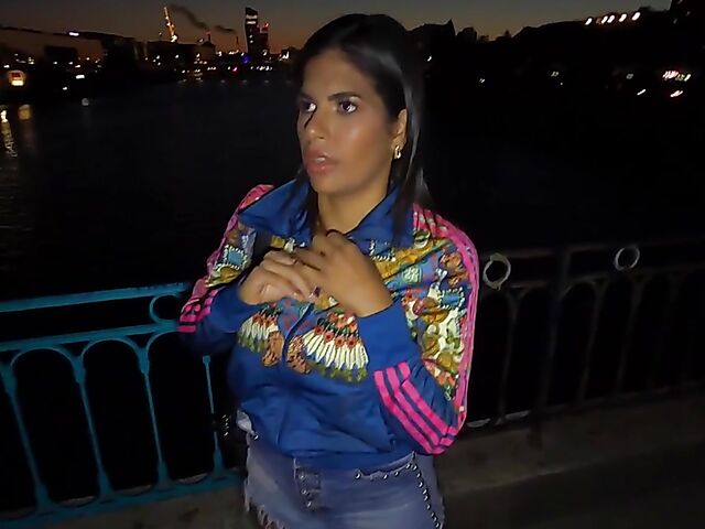 Sheila Ortega - Big tits latina interracial street sex at night
