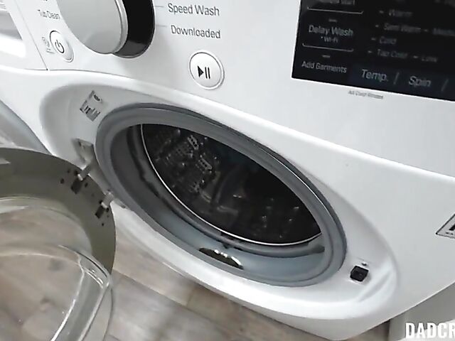 Petite POV latina Binky Beaz gets dirty in the laundry room