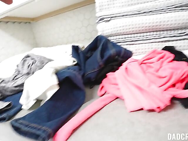 Petite POV latina Binky Beaz gets dirty in the laundry room