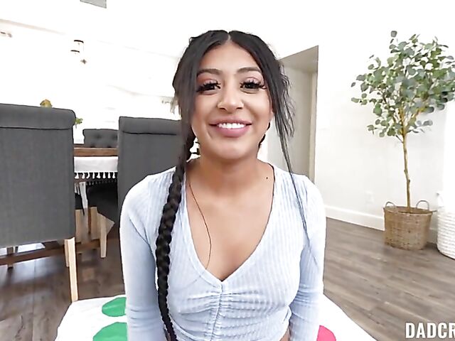 Petite POV latina Binky Beaz gets dirty in the laundry room