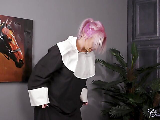 Zoe Grey - Naughty nun with fake tits sucking cock and eating cum