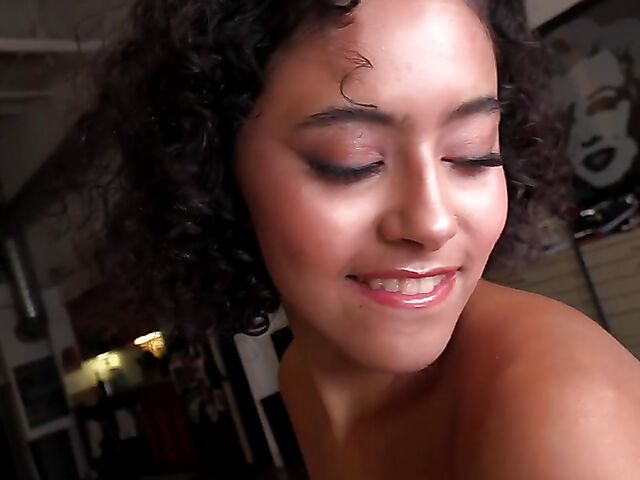 Cute latina handjob and facial POV style featuring Dani Diaz