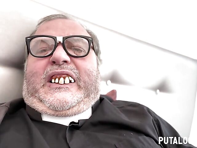 Tattooed schoolgirl with pierced nipples Dalila Dark fucks priest Torbe