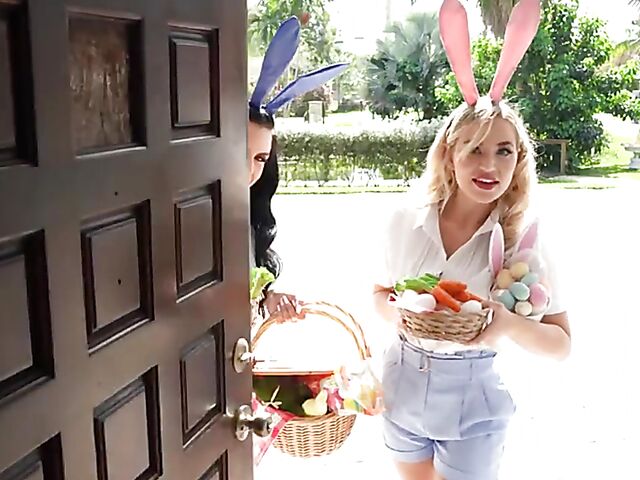 Easter bunny babe free use threesome with Blake Blossom and Sandy Love
