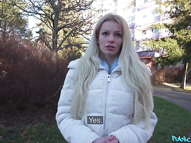 German blonde Kaira Kampen is ready to suck and fuck for money