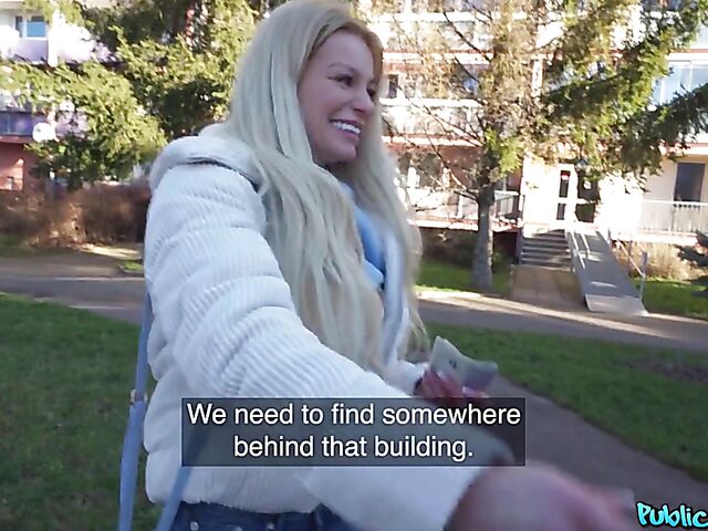 German blonde Kaira Kampen is ready to suck and fuck for money