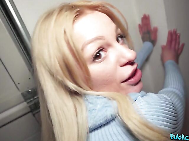 German blonde Kaira Kampen is ready to suck and fuck for money