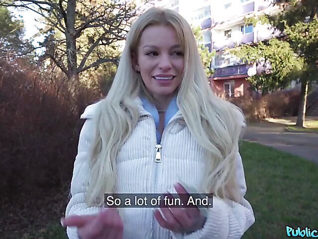 German blonde Kaira Kampen is ready to suck and fuck for money