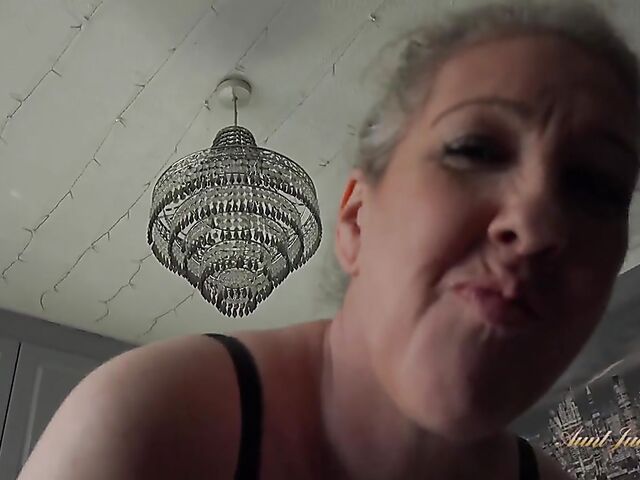 Dirty talking granny fingering her old cunt in front of you