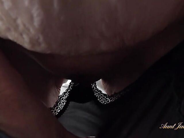 Dirty talking granny fingering her old cunt in front of you