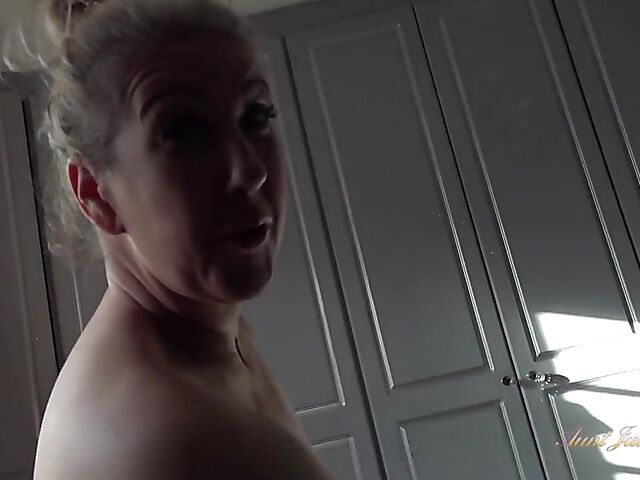 Dirty talking granny fingering her old cunt in front of you